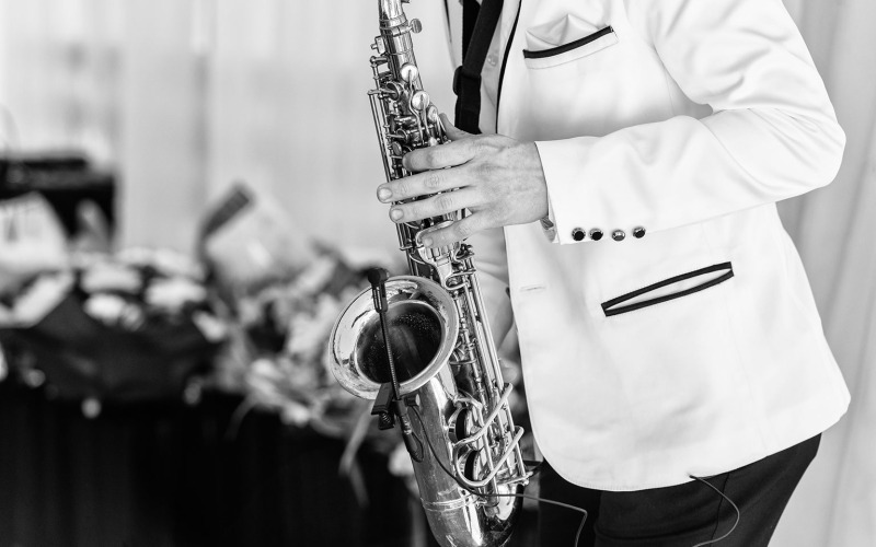 A jazz musician playing the saxophone.