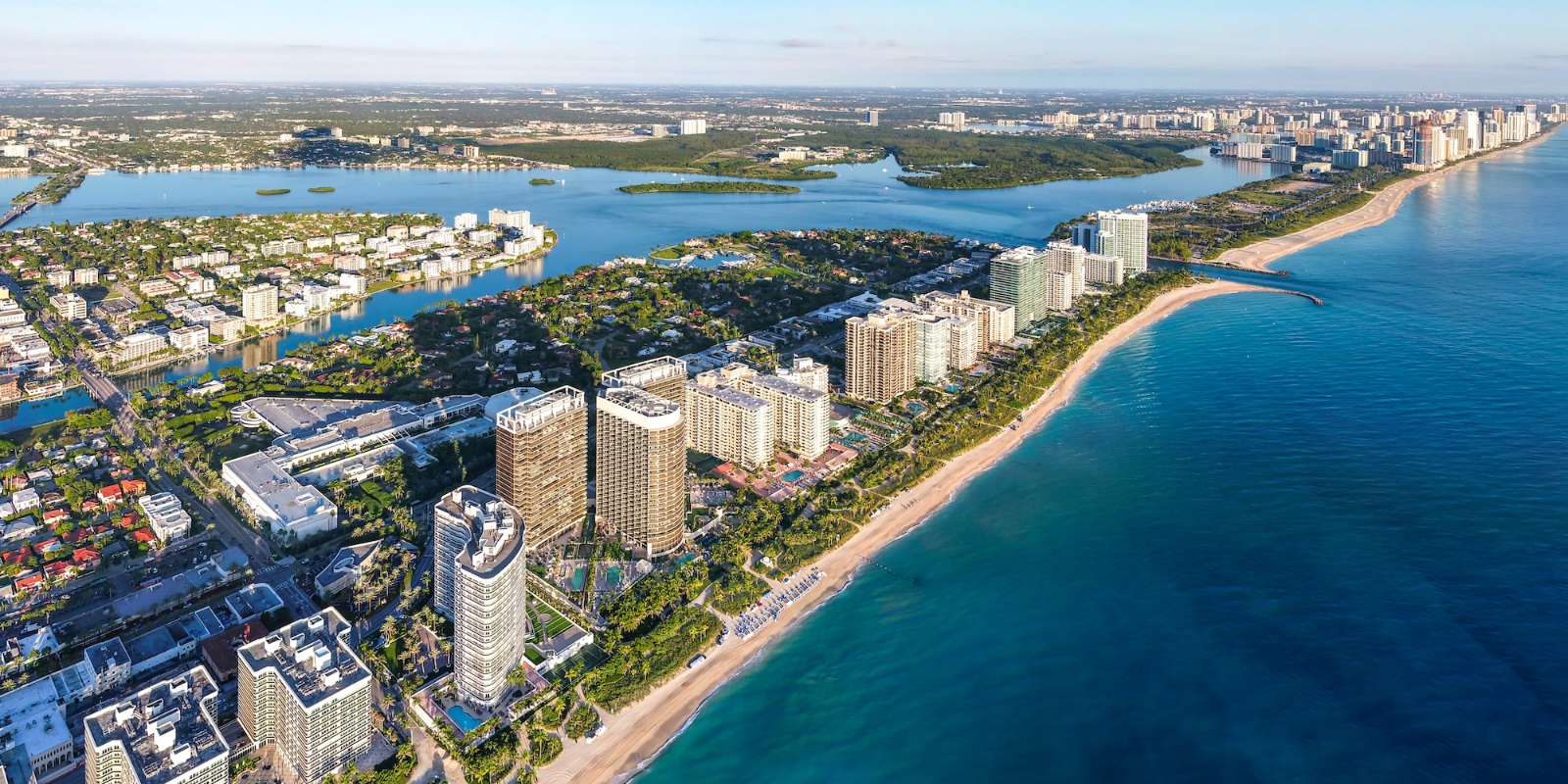 Bird's eye view of Bal Harbour Village skyline from the southeast.